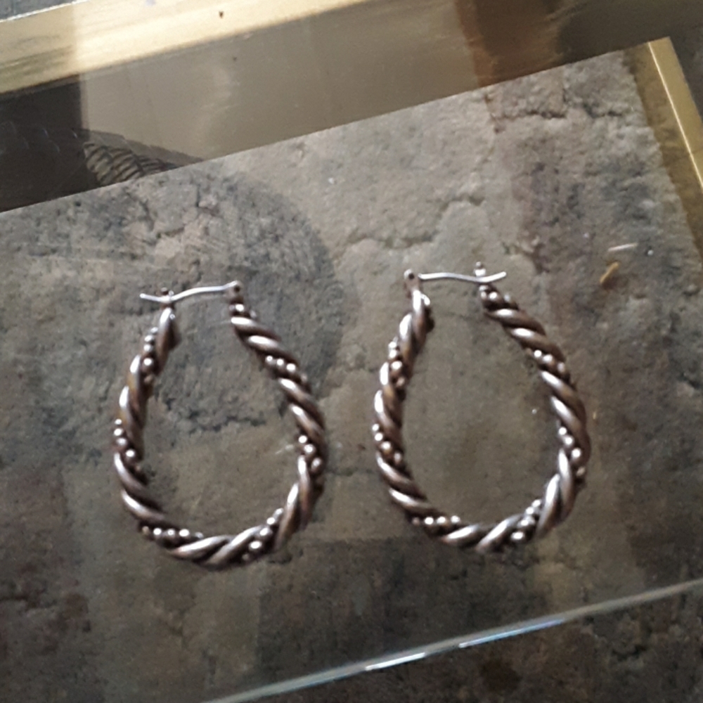 Sterling silver braided hoops